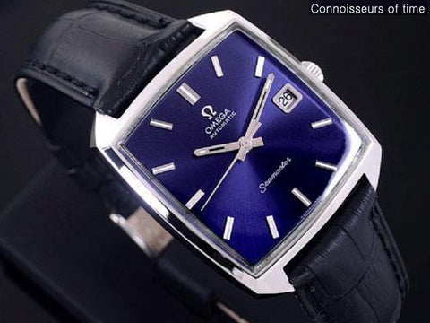 1970's Omega Seamaster Compressor Mens Vintage Watch with Blue Dial,565 Movement, Automatic - Stainless Steel