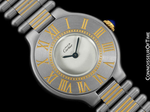 Cartier Must De 21C Mens Midsize Unisex Watch - Stainless Steel & 18K Gold
