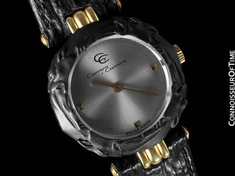 Carrera y Carrera Ladies Leopard Quartz Watch - 18K Gold & Sculptured Titanium