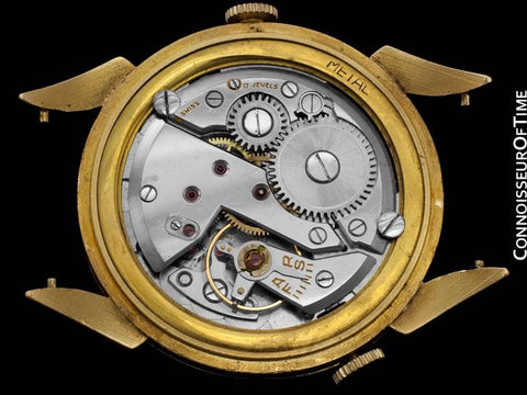 1950's Bucherer Vintage Mens Triple Date Calendar Watch - 18K Gold