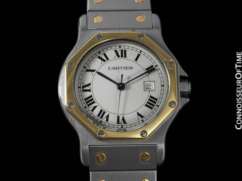 Cartier Santos Octagon Mens Midsize Watch, Automatic - Stainless Steel & 18K Gold