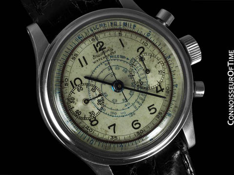 1930's Breitling Vintage "Clamshell" - World's First Waterproof Chronograph - Stainless Steel
