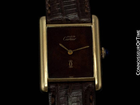 Cartier Vintage Mens Tank Watch - Gold Vermeil, 18K Gold over Sterling Silver