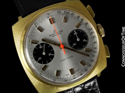 1969 Breitling Top Time Vintage Large Pilots Panda Dial Chronograph - 14K Gold Filled & Stainless Steel