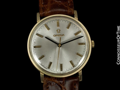 1973 Omega Vintage Mens Dress Watch, Technical Dial, IBM Presentation - 14K Gold