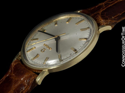 1973 Omega Vintage Mens Dress Watch, Technical Dial, IBM Presentation - 14K Gold