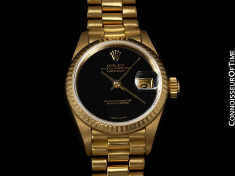 Rolex Ladies President Datejust, 69178 - 18K Gold & Rolex Factory Onyx Dial