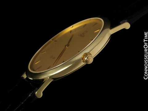 Omega De Ville Mens Midsize Dress Watch, Mint Condition - 18K Gold