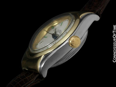 1948 Rolex Vintage Oyster Perpetual Bubbleback, 14K Gold & Stainless Steel - Rare Hooded Model