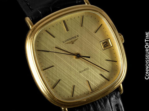 Longines Mens Full Size Dress Watch with Date - 18K Gold Plated & Stainless Steel