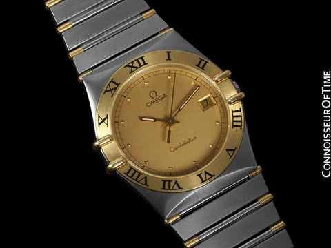 Omega Constellation Mens Watch, Quartz, Date, 35mm - Brushed Stainless Steel & 18K Gold