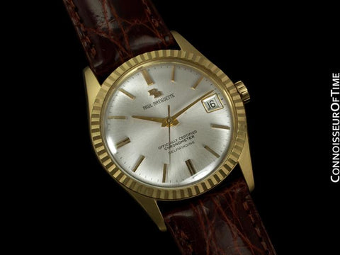1960's Paul Breguette / Ebel Vintage Mens Rolex Datejust Style Chronometer - 14K Gold