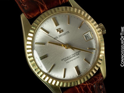 1960's Paul Breguette / Ebel Vintage Mens Rolex Datejust Style Chronometer - 14K Gold
