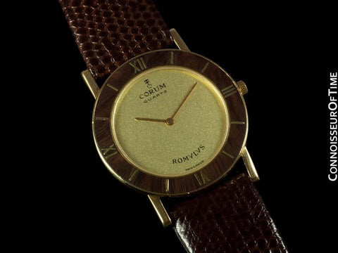 Corum Romvlvs Romulus Mens Midsize Dress Watch - 18K Gold with Wood Bezel