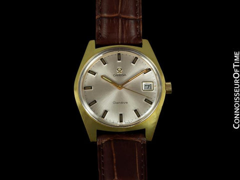 1970 Omega Geneve Vintage Tropical Mens Watch, Date - Gold Plated & Stainless Steel