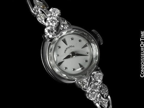 1960's Vintage Ladies Hamilton Watch - 14K White Gold & Diamonds