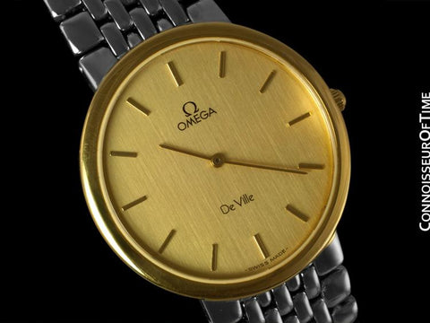 Omega DeVille Mens Midsize Dress Watch - 18K Gold Plated & Stainless Steel