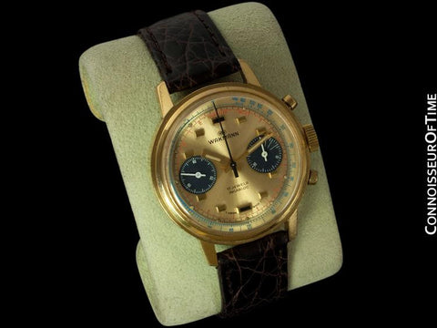 1960's Wakmann (Breitling) Vintage Pilot's Large Waterproof Chronograph - 18K Gold Plated & Stainless Steel