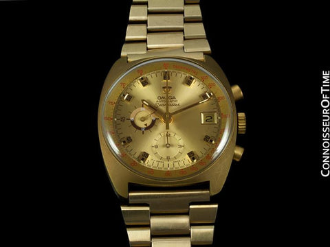 1970's Omega Vintage Mens Seamaster Chronograph - 14K Gold Plated & Stainless Steel