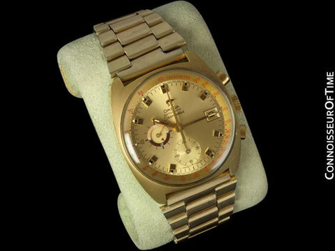 1970's Omega Vintage Mens Seamaster Chronograph - 14K Gold Plated & Stainless Steel