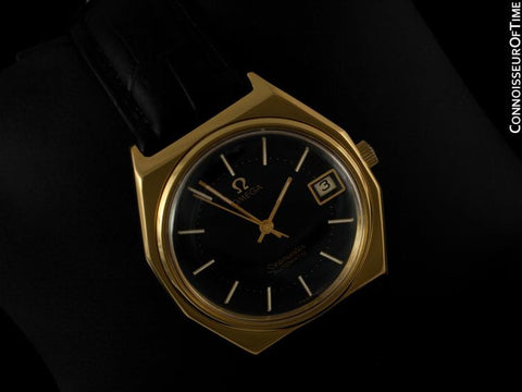 c. 1978 Omega Vintage Seamaster Mens Watch, Automatic, Date - 18K Gold Plated & Stainless Steel