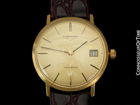 Longines Mens Automatic Watch with Quick-Setting Date - 18K Gold Plated & Stainless Steel SS