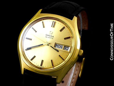 1976 Omega Vintage Mens Full Size Rare 1310 "Megaquartz" Watch - 18K Gold Plated & Stainless Steel