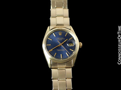 1970's Rolex Date Datejust 34mm Mens Watch - 14K Gold & Stainless Steel