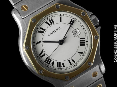 Cartier Santos Octagon Large Ladies/Small Mens Quartz Watch - Stainless Steel & 18K Gold