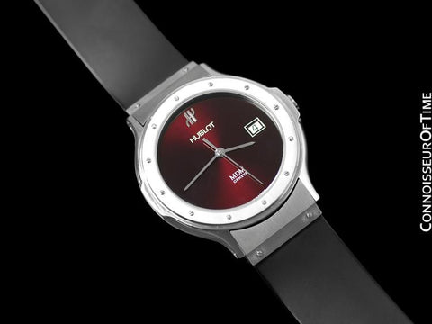Hublot MDM Full Size Mens Red Wine Dial Watch with Date - Stainless Steel