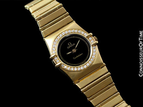 Omega Ladies Constellation Bracelet Watch - 18K Gold & Original Omega Factory Set Diamonds