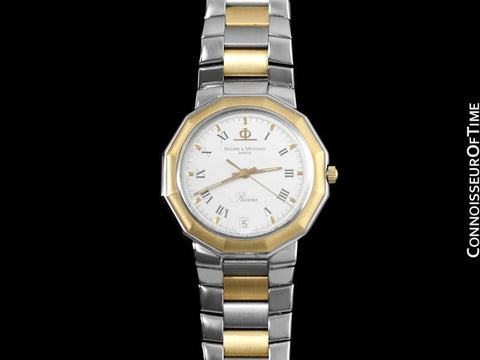 Baume & Mercier Mens Riviera Two-Tone Watch - Stainless Steel and Solid 18K Gold