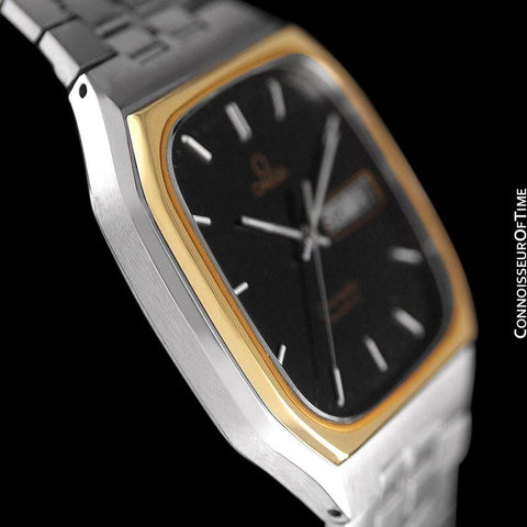 1984 Omega Seamaster Classic Retro Vintage Mens Quartz Watch, Day Date - Stainless Steel & 18K Gold Plated