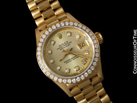 Rolex Ladies President Date Just Ref. 69178, Rolex Factory Diamonds - 18K Gold