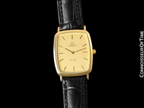 1980's Omega De Ville Vintage Mens Ultra Thin Dress Watch - 18K Gold Plated and Stainless Steel