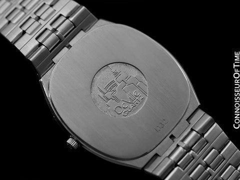 1981 Omega "De Ville" Classic Retro Mens Quartz Watch, Quick-Setting Hour, Date - Stainless Steel