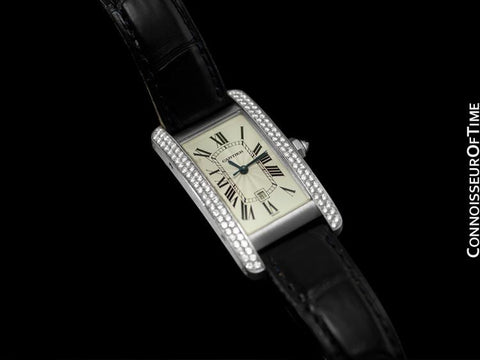 Cartier Tank Americaine Midsize Automatic Watch, Ref. 1726 - 18K White Gold & Factory Diamonds