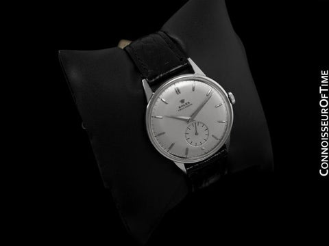 1950 Rolex Precision Large Vintage Mens Handwound Dress Watch - Stainless Steel