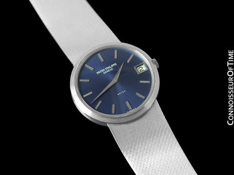 1980's Patek Philippe Calatrava Vintage Mens Bracelet Watch, Ref. 3601 - 18K White Gold
