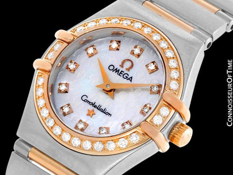 Omega Ladies Constellation 95 My Choice Mini Watch - Stainless Steel, 18K Rose Gold & Diamonds