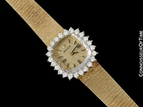 1990 Rolex Ladies Dress Bracelet Watch - 14K Gold & Diamonds