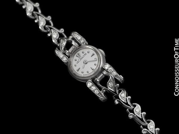 1950's Jaeger-LeCoultre Vintage Ladies Backwind Cocktail Watch - 14K White Gold & Diamonds