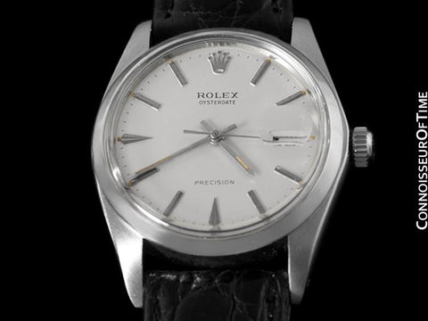 1964 Rolex Vintage Mens Oysterdate Date Watch, Silver Dial - Stainless Steel