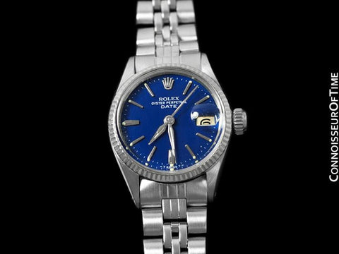 Rolex Ladies Vintage Date Datejust Watch, Navy Blue Dial - Stainless Steel & 18K White Gold