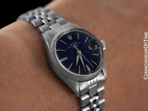 Rolex Ladies Vintage Date Datejust Watch, Navy Blue Dial - Stainless Steel & 18K White Gold