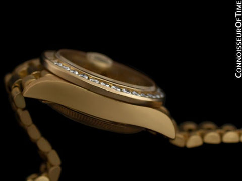 Rolex President Datejust Ladies Bark Finish Champagne Dial Watch, Ref. 69278 - 18K Gold & Diamonds