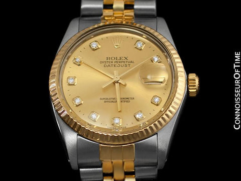 Rolex Datejust Mens 2-Tone Quick Set Watch - Champagne Diamond Dial - Stainless Steel & 18K Gold