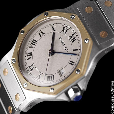 Cartier Santos Octagon Mens (Midsize) Quartz Watch - Stainless Steel & 18K Gold