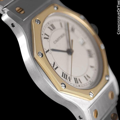 Cartier Santos Octagon Mens (Midsize) Quartz Watch - Stainless Steel & 18K Gold