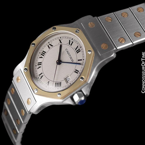 Cartier Santos Octagon Mens (Midsize) Quartz Watch - Stainless Steel and 18K Gold